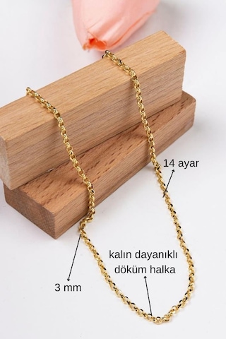 14 Ayar Altın Altın Zincir 3 Mm 55 Cm Doç Zincir Kadın Kolye Lkznc1085