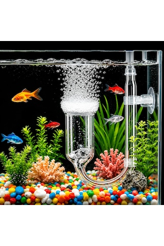Cam Akvaryum Oksijen Difüzörü Vantuzlu Hava Taşı Nano Air Stone İnce Kabarcık Üreten Balık Tankı O2 Difüzörü