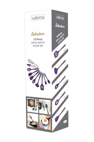 Salvatore 10 Parça Mor Isıya Dayanıklı Yanmaz Yapışmaz Silikon Spatula Seti - Vlt1156 0