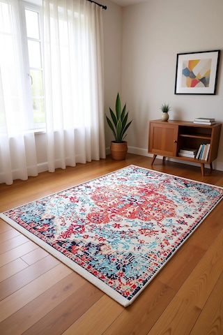 Blghome Vintage Modern Halı Dekoratif Kilim Kırmızı - Bej