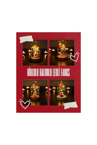 Biblolu Balonlu Ledli Fanus Çok Renkli