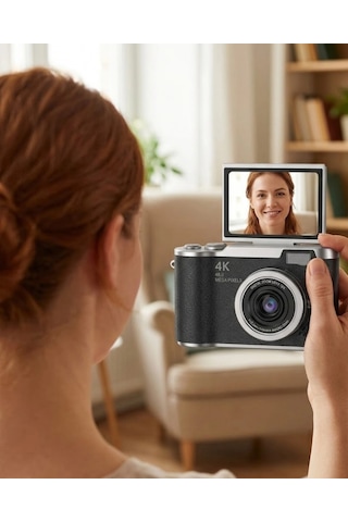 4k Video Çekim Özellikli Dijital Kamera 48 Mp 8x Zoom Ve 180 Derece Döner Ekranlı