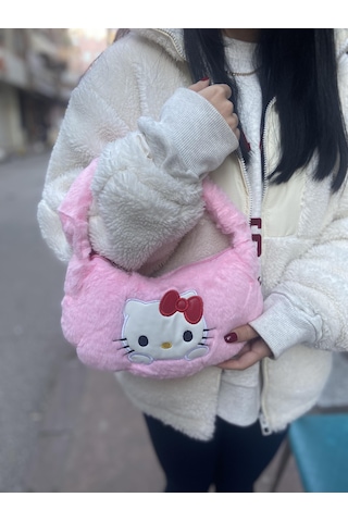 Hello Kitty Peluş El Çantası Fermuarlı -2707 Altın