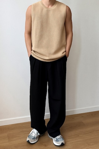 Erkek Bisiklet Yaka Oversize Süveter Bej