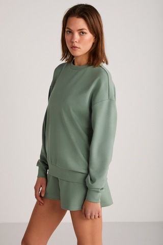 Ethıquet Maısıe Kadın Organik Pamuklu Comfort Fit Bisiklet Yaka Mint Yeşil Sweatshirt