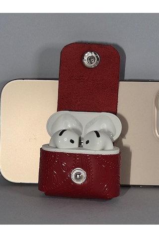 Gogo Hakiki Deri Apple Uyumlu Airpods 4.nesil Kılıf Kırmızı
