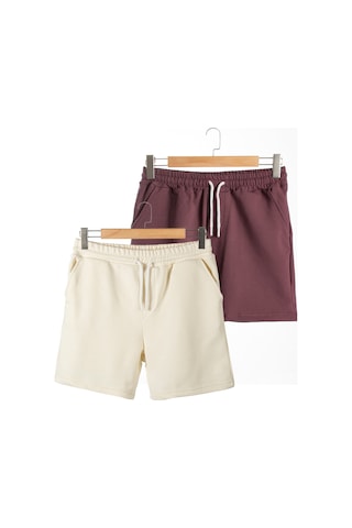 Terapi Men 2'li Erkek Bordo - Ekru Basic Regular Fit Şort & Bermuda Bordo-ekru