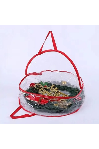 Moveevo Kırmızı Kenarlı Tam Şeffaf Pvc Noel Gerginliği Saklama Çantası - Büyük Kapasiteli, Ev Dekorasyonları Ve Mevsimsel Eşyalar İçin Uygun