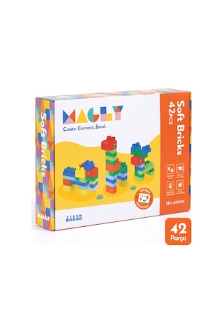 Magly Soft Bricks Yumuşak Yapı Blokları - Çocuklar İçin Renkli Esnek 42 Parça Yapı Blok Seti