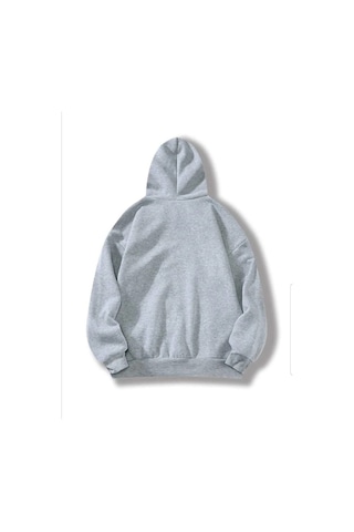 Zip Moda Baby Yoda No Coffee No Workee Baskılı Kapüşonlu Sweatshirt Hoodie Gri