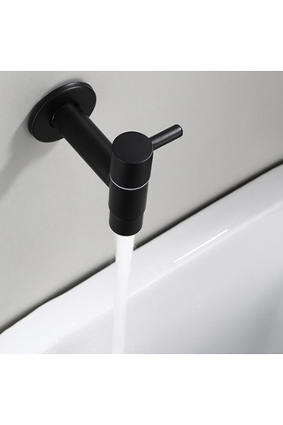 Xurunkeji Mop Lavabo Musluğu 304 Paslanmaz Çelik Banyo Çamaşır Makinesi Musluğu Açık Bahçe Tek Soğuk Su Musluğu Siyah Siyah