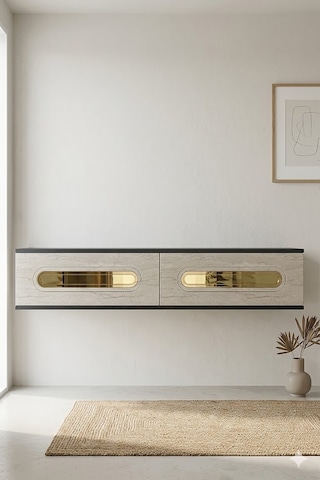 Da1220atg Rany Dresuar , Antre Hol Rafı Antrasit-traverten-gold 120cm Antrasit-traverten-gold 1