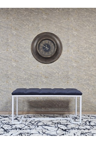 Zafir Beyaz Boyalı - L - Ayaklı 100 Cm X 38 Cm Oturak - Bench - Makyaj Taburesi - Makyaj Oturak Füme