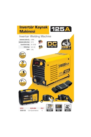 Sgs 5155 Profesyonel 125 Amper İnvertör Kaynak Makinesi