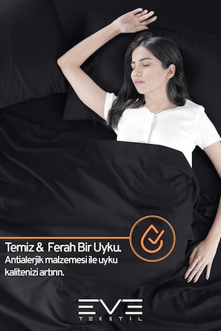 Eve Tekstil Fitted Yüksek Kaliteli Penye Kumaş Tek Kişilik Lastikli Çarşaf Siyah