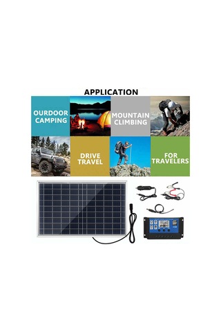 Youtek 10w Çift Usb Güneş Paneli + 100a Kontrolör, Ip65 Su Geçirmez, Araba/ev/kamping İçin, 12v, 0.8a, 330x200mm Siyah