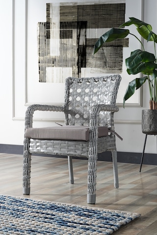 Evdemo Ayaz 4 Kişilik Rattan Bahçe Balkon Mutfak Masa Takımı Açık Gri Açık Gri