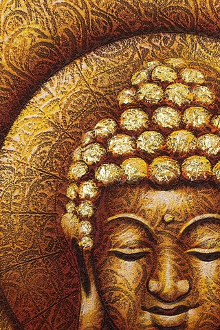 Altın Tonlarında Buda Portresi El Yapımı Tuval Tablo-118