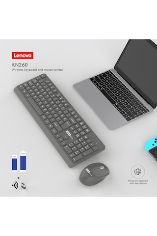 Kn260 Kablosuz Klavye Mouse Set Sessiz Siyah 870042257 Optik