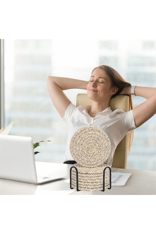 İçecek Tutuculu Pamuklu Dokuma Emici İçecekler İçin Ev Dekorasyon Seti Diğer