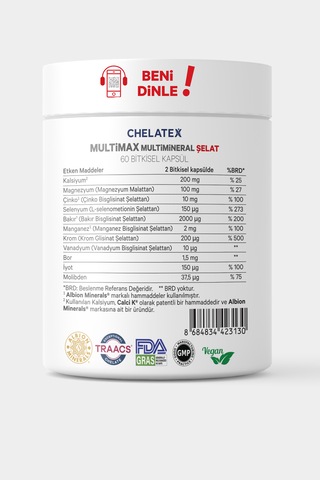 Chelatex Multimax Multimineral Şelat Takviye Edici Gıda 60 Bitki