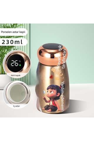 Jian Fan Nezha Termos Fincan Gri Altın