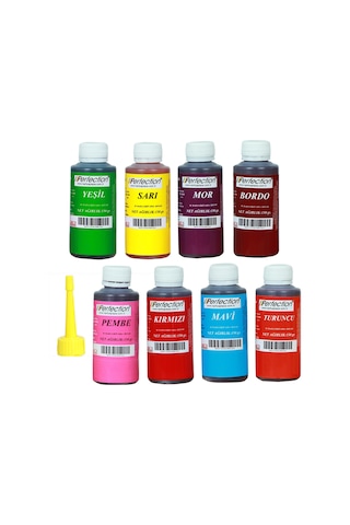 Perfection Chef 8'li Sıvı Su Bazlı Likit Gıda Boyası Bordo Pembe Turuncu Sarı Kırmızı Mavi Yeşil Mor 8 X 150 Gr .