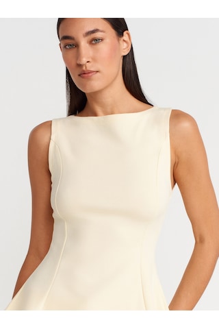 Dilvin 21001 Kayık Yaka Peplum Top-açık Sarı Açık Sarı