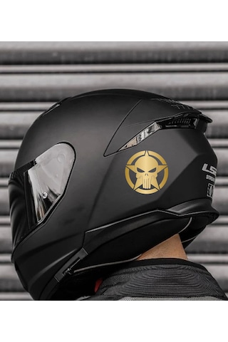 Punisher İnfazcı Kurukafa Yıldız Sticker - Araba Oto Motosiklet Cam Sticker - 00063 30x30 Cm