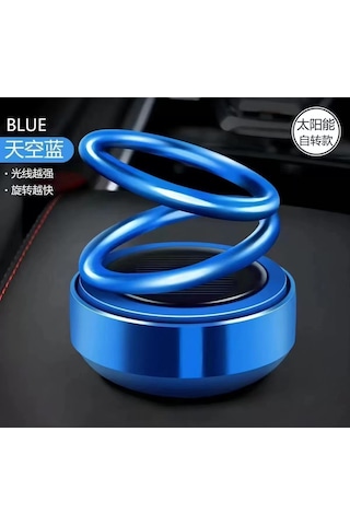 Reedark Araç Parfümü - Güneş Enerjili Döner Çift Halkalı Koku Difüzörü Mavi Elektrokaplama Diğer