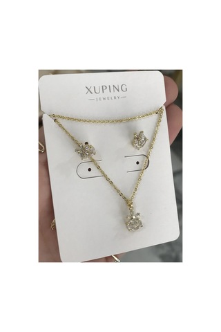 Xupıngx 3'lü Taş Detaylı Kartanesi Model Set Kararmaz Xx Altın