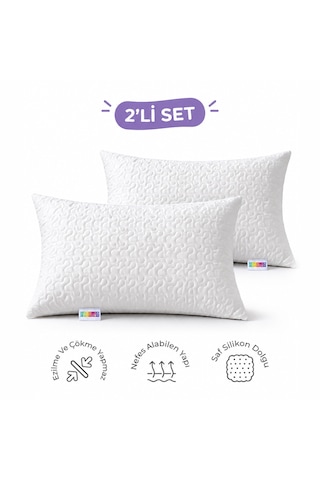 2'li Ultrasonik Kapitone Yastık - 800 Gram Beyaz