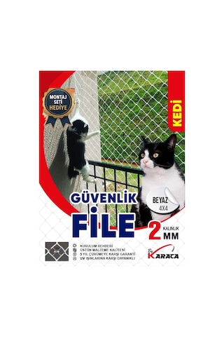 Kedi Balkon Güvenlik Filesi 2.80x4 Mt 2mm İp Kalınlığı 4x4 Gözenekli