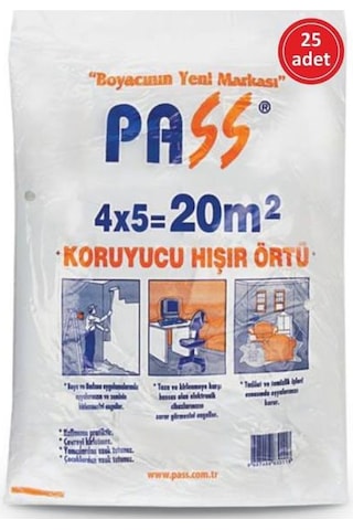 pass Hışır Koruma Boya Örtüsü-20m2 (25 Adet)-eşyalarınız Temiz Kalır-sonradan Temizlik Yapmak Gerektirmez