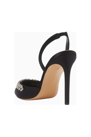 Nass Sandra 100 Kristal Işlemeli Saten Slingback Stiletto, Şık Ve Zarif Siyah