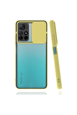 Noktaks - Xiaomi Uyumlu Xiaomi Poco M4 Pro 5g - Kılıf Slayt Sürgülü Arkası Buzlu Lensi Kapak - Turkuaz