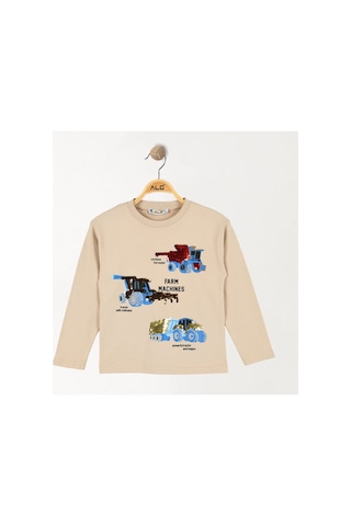 Alg Erkek Çocuk Pullu Sweatshırt Bej