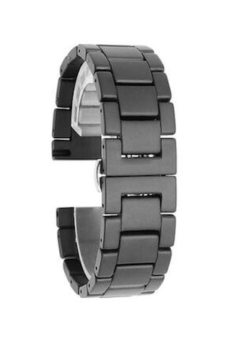 Samsung Galaxy Uyumlu  Watch 46mm 22mm Mat Seramik Metal Kordon - Parlak Siyah