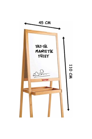 2195 Diytoy. Ahşap Yazı Tahtası Çift Taraflı Manyetik