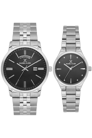 Daniel Klein 8682308439139 Limited Edition Classic Çelik Kordonlu Sevgili Çift Kol Saatleri Gümüş - Siyah