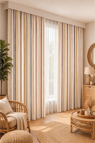 2 Adet 140x260 Cm Ölçüsünde Şık Dekoratif Fon Perde Koleksiyon Kahverengi
