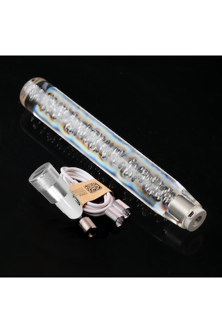 Led Işık Rgb Vites Topuzu Çubuk Kristal Şeffaf Kabarcık-30cm K16231-1 Beyaz