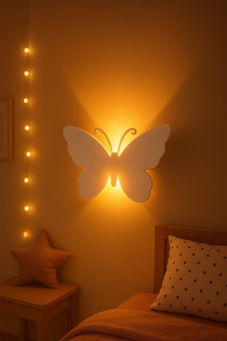 3d Design Kelebek Pilli Dekoratif Duvar Aydınlatması Aplik Gece Lambası Pembe