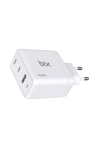 Bix BX3P65G Gan 65 W USB-A Type-C PD Hızlı Şarj Cihazı Beyaz