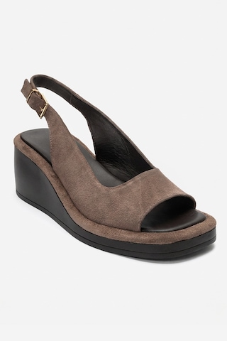 Luvi Shoes Orlena Vizon Süet Hakiki Deri Dolgu Topuklu Sandalet