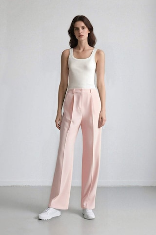 Defacto Afra x DeFacto Wide Leg Krep Kumaş Palazzo Pantolon Cepli Yüksek Bel Uzun Boy Geniş Paça F0083AX25SM Pembe