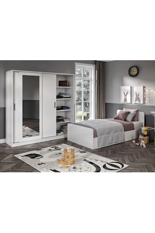 Kznhome Anemon 3 Parçalı Tek Kişilik Mdf Genç Odası Takımı - Tamamı 1. Ka