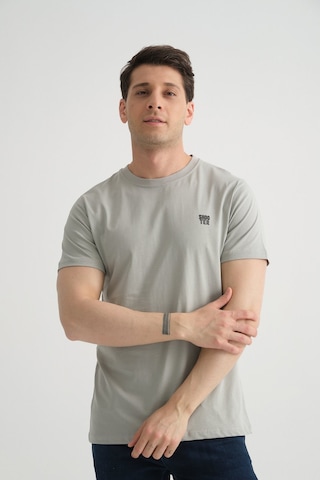 Shooter Sportwear Shooter Erkek Pamuklu Esnek T-shirt Standart Kalıp Minimal Logolu Gri
