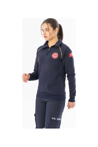 112 Acil Tıp Teknisyeni Uzun Kol Fermuarlı Sweatshirt Unisex Att005 Lacivert