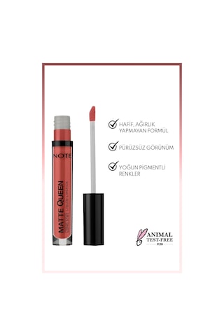 Note Cosmetique Matte Queen Lipstick Kalıcı Mat Likit Ruj - 09 Castle Brick - Pembe